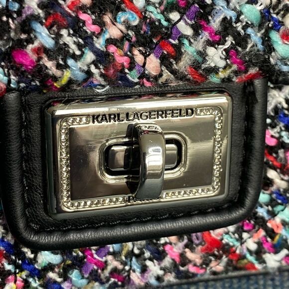 P0.jpg KARL LAGERFELD PARIS Tweed Agyness Shoulder Bag
